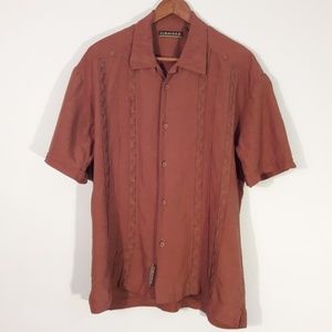 Cubavera Brown Button Down Short Sleeve Shirt